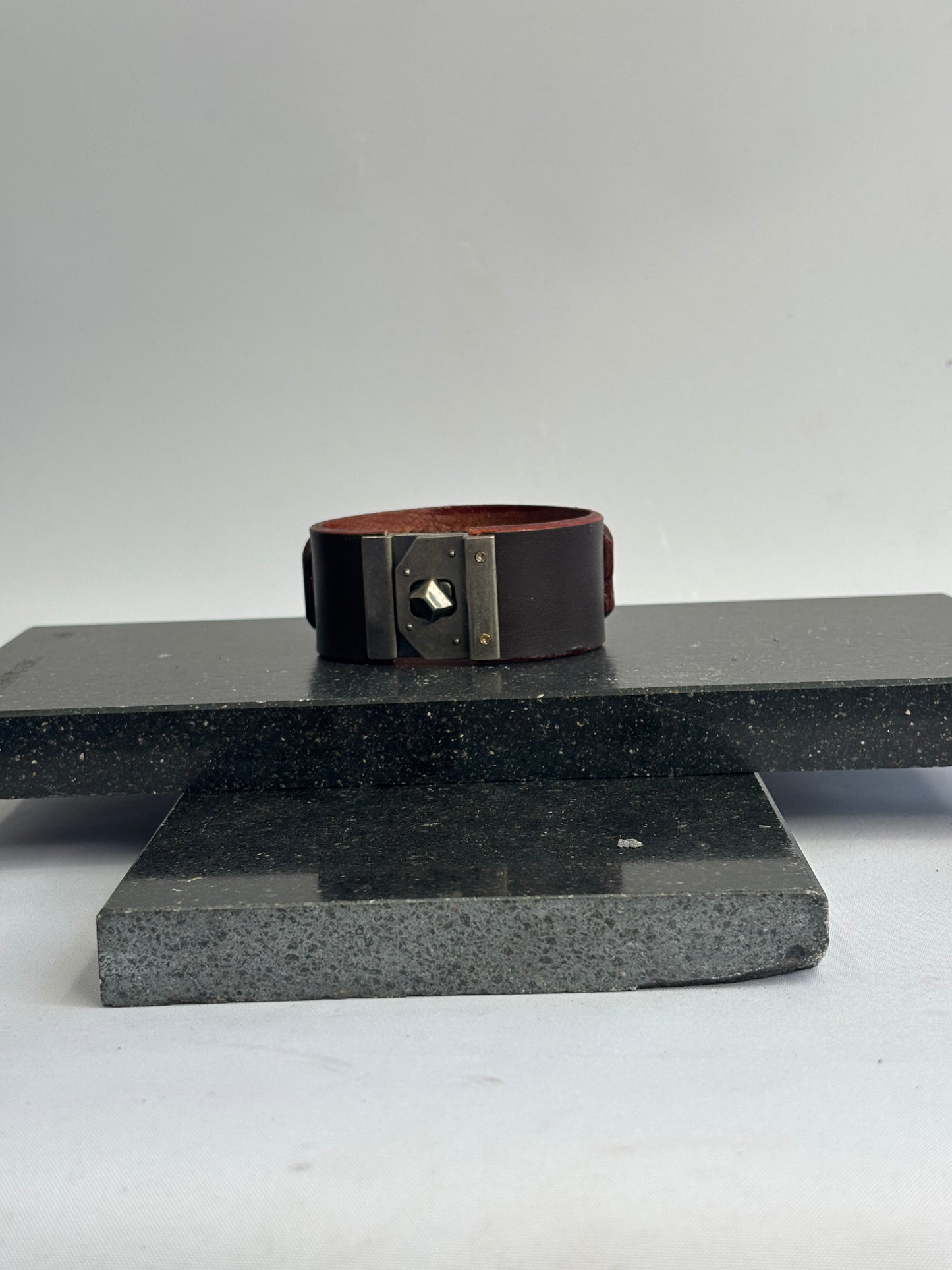 Brown and gold leather bracelet