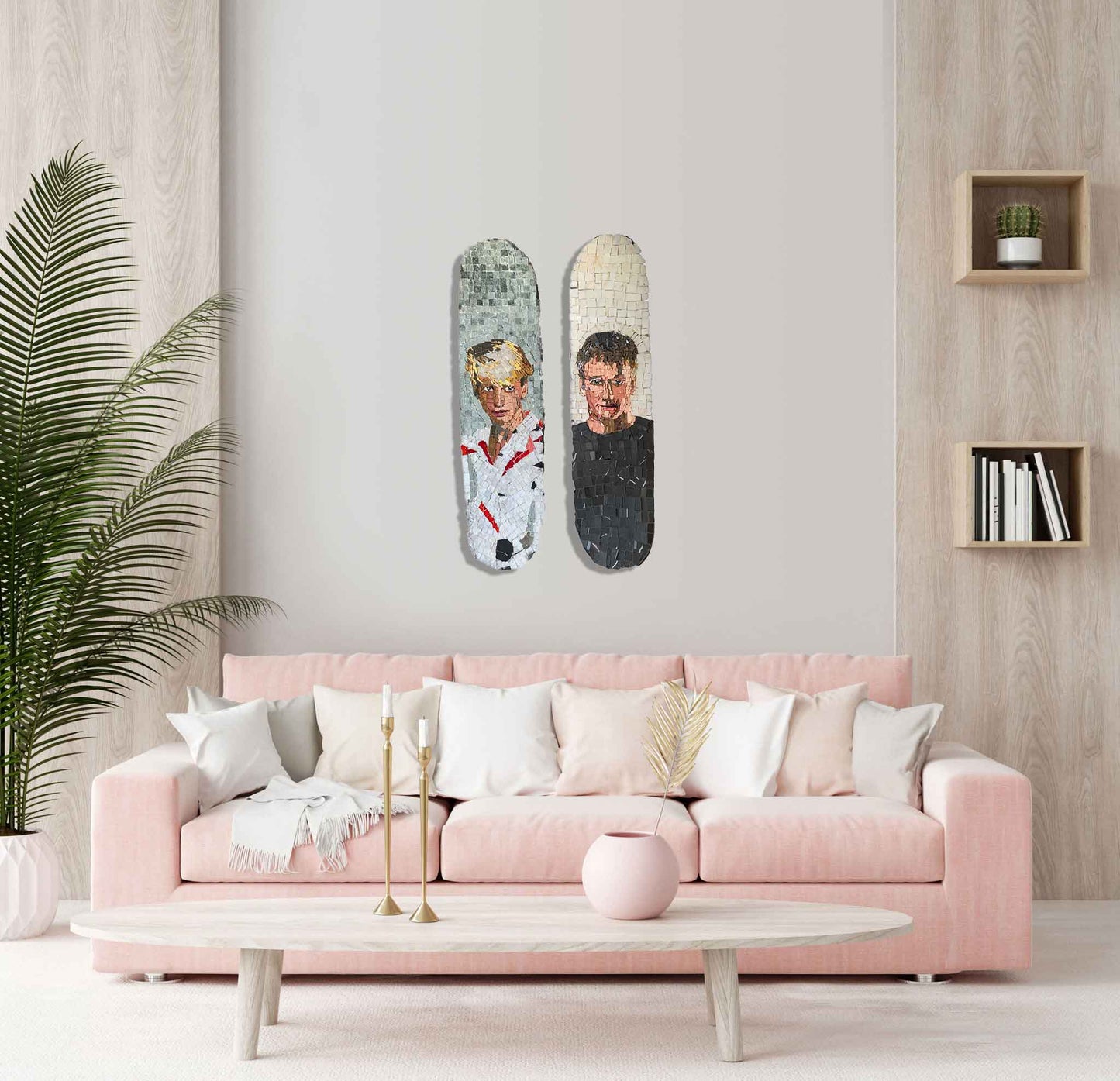 Old Hawk. Adult Tony Hawk Roman Mosaic Portrait on Skateboard
