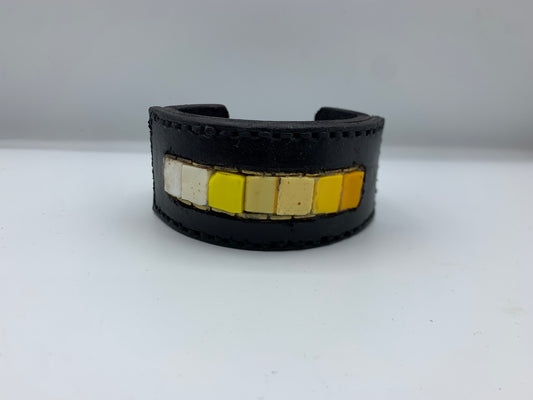 Men Italian Smalti Leather Cuff Bracelet