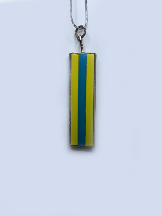 Pray For Ukraine  Glass  mosaic pendant in brass bevel setting