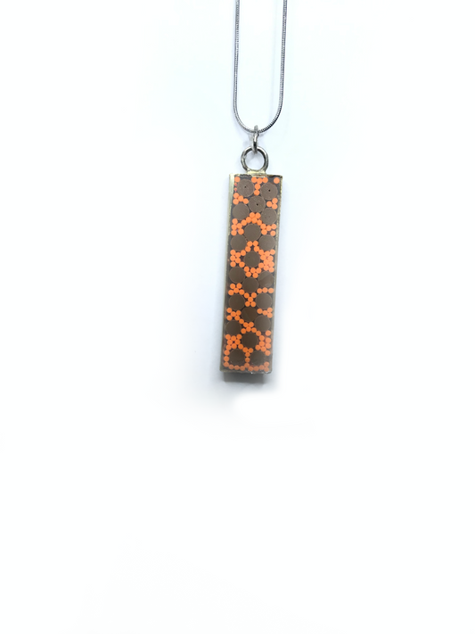 The 70's Glass  mosaic pendant in brass bevel setting