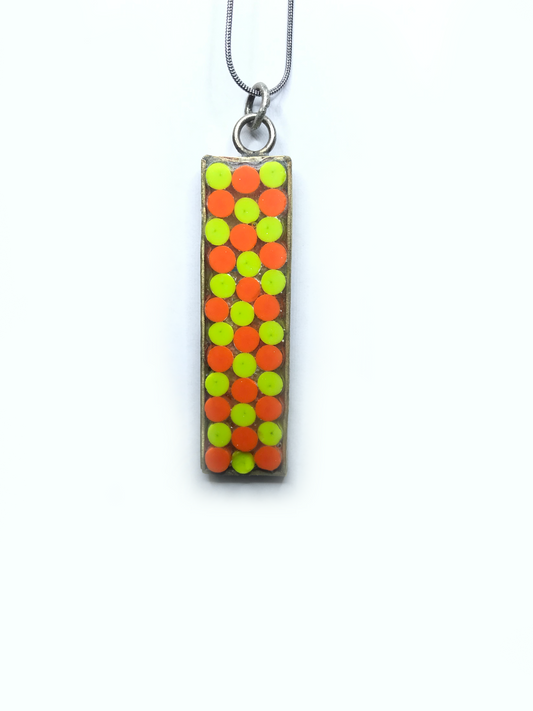 The 90's Glass  mosaic pendant in brass bevel setting