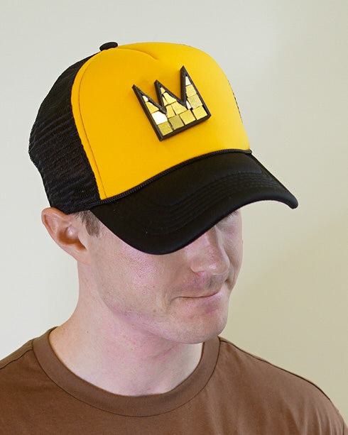 Yellow and Black Gold Mosaic Jean-Michel Trucker Hat