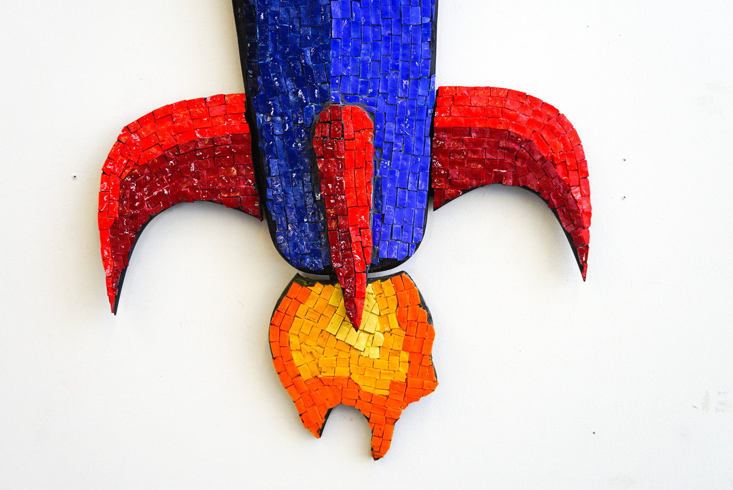 To the Moon! Retro Rocket ship Mosaic on Longboard