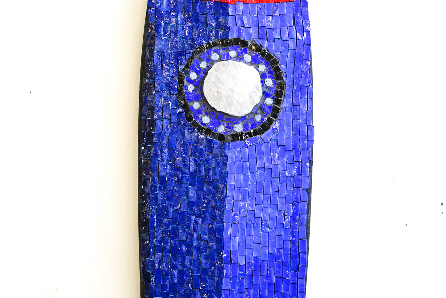 To the Moon! Retro Rocket ship Mosaic on Longboard