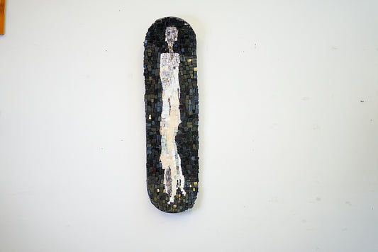 Subway Spirit 1. Marble and Granite Roman Style Mosaic on Skateboard