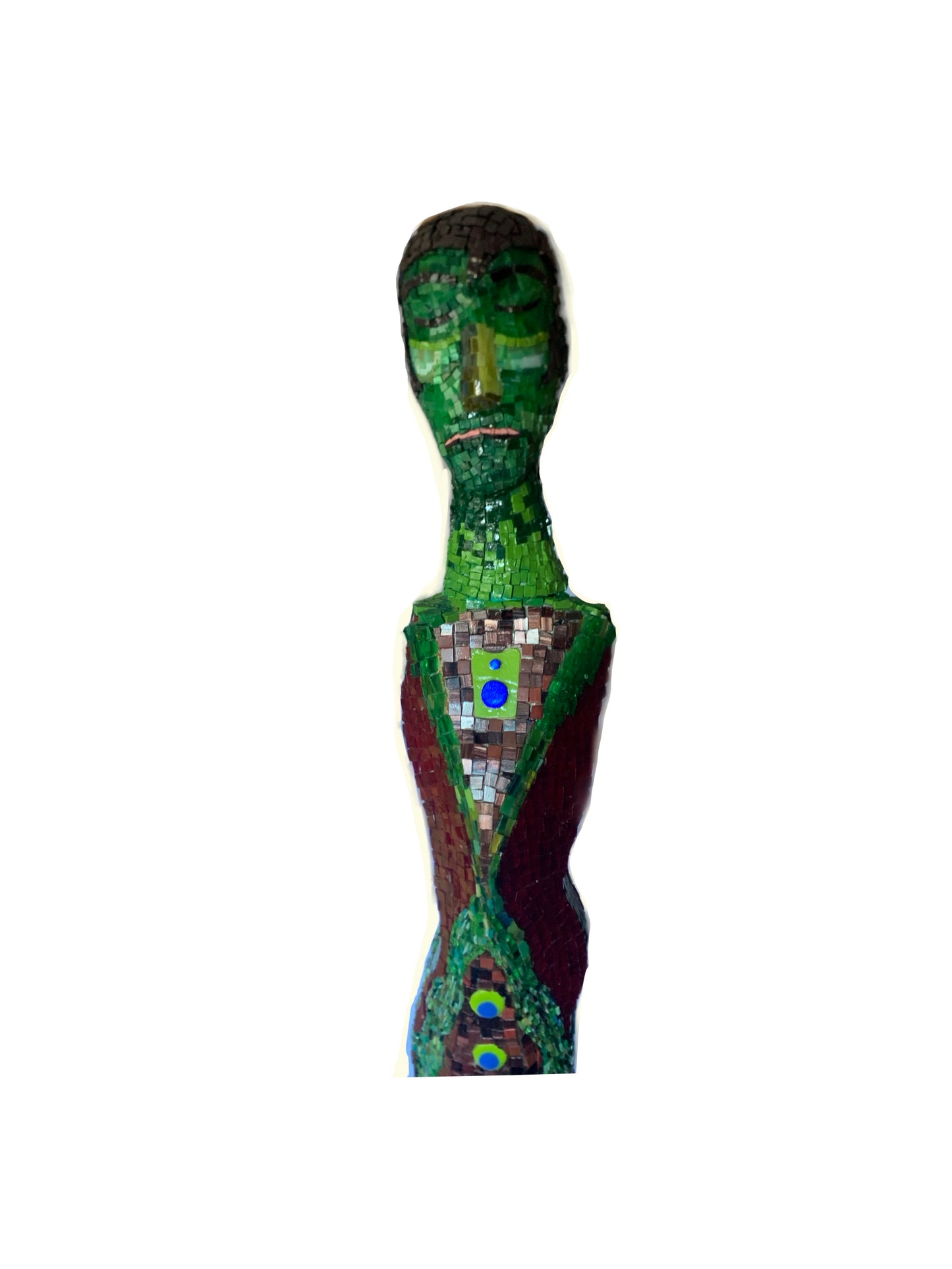 Compostia. Mosaic and wood sculpture