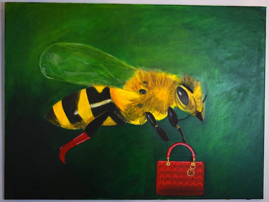 Hooker Bee with Lady Dior Bag. Oil on canvas. 2022
