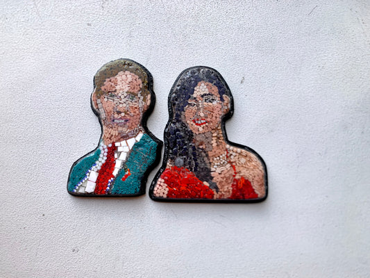 Micro Mosaic Portrait for 10 year anniversary on a Mens Jacket