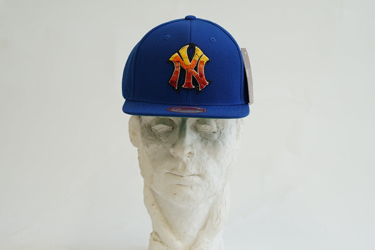 Adjustable Blue with glass micro mosaic NY Yankees logo