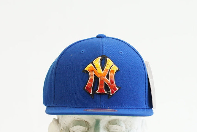 Adjustable Blue with glass micro mosaic NY Yankees logo