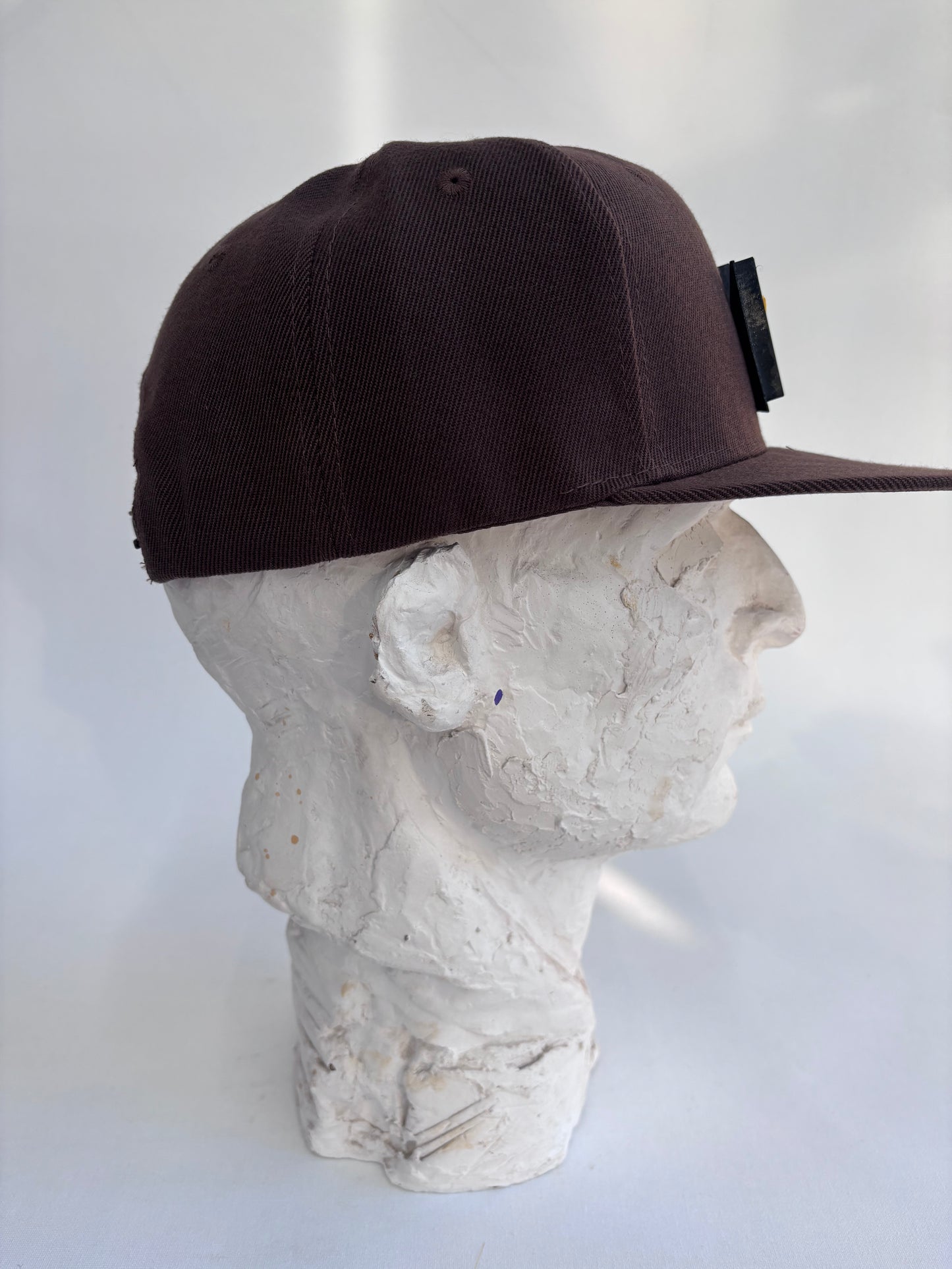 Adjustable  brown  6 panel trucker hat with yellow glass  Mosaic Basquiat crown