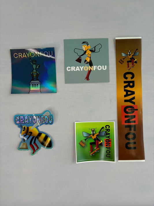 Crayonfou Stickers Pack of Five featuring the Hooker Bee