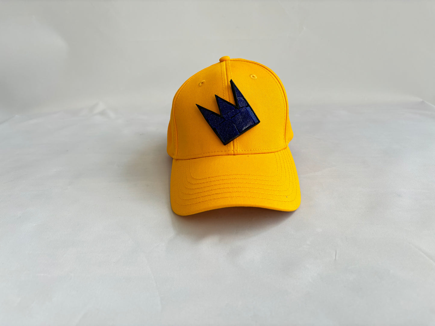 Yellow Baseball hat with Basquiat Mosaic Blue Crown