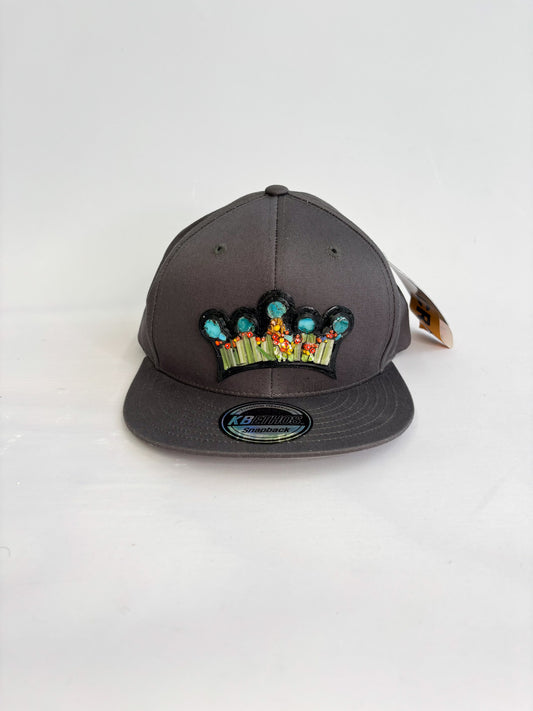 Micro Mosaic Crown Baseball Hat with Millefiori and Turquoise