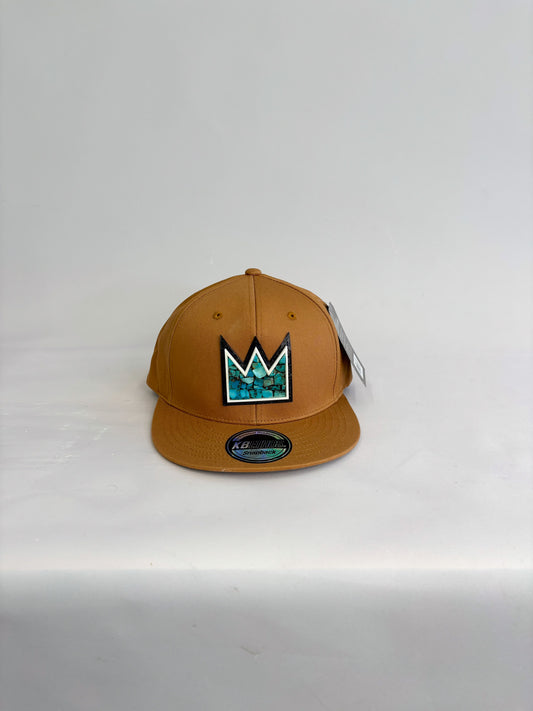 Basquiat Brown Crown Turquoise Baseball Hat