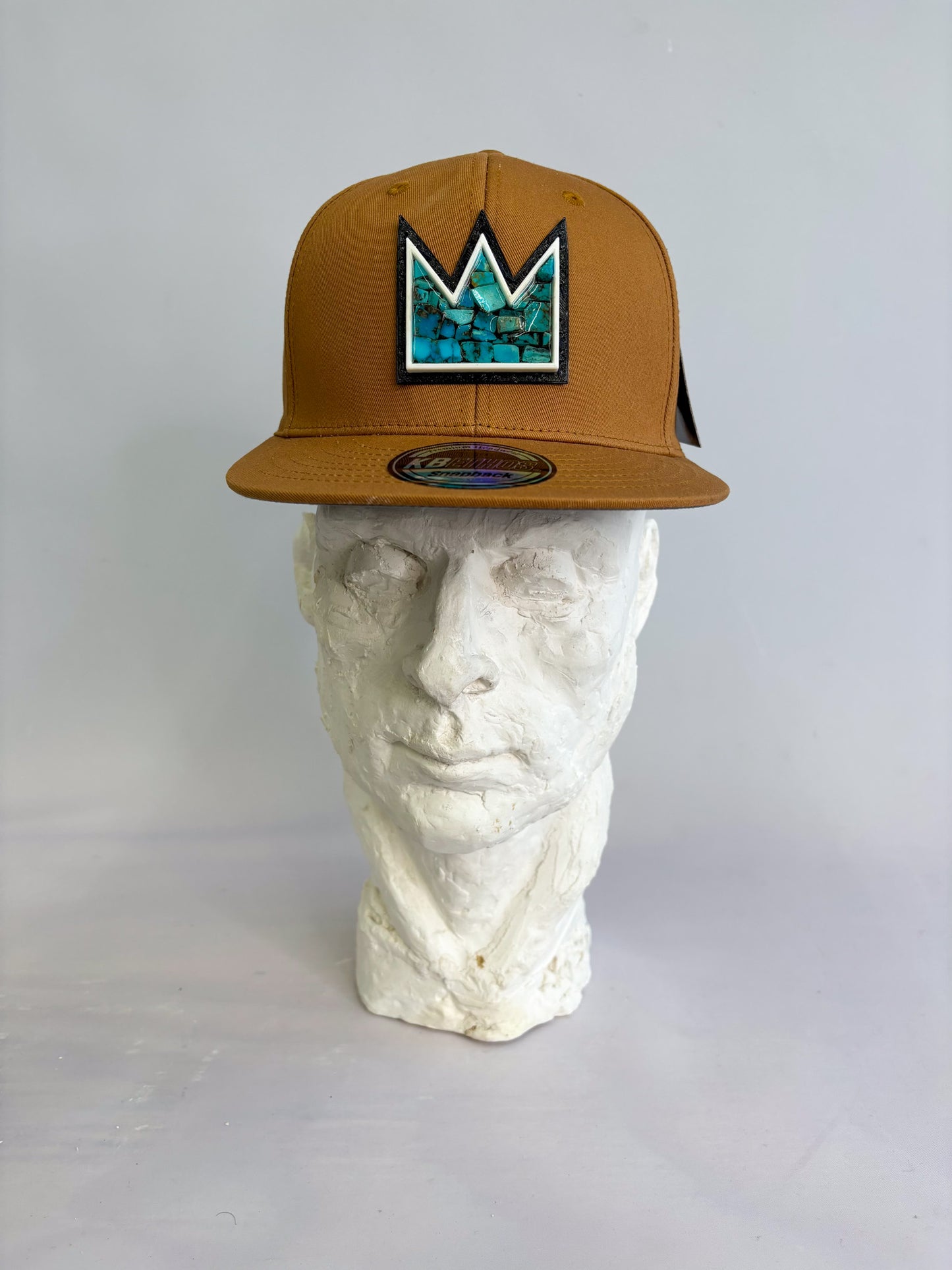 Basquiat Brown Crown Turquoise Baseball Hat