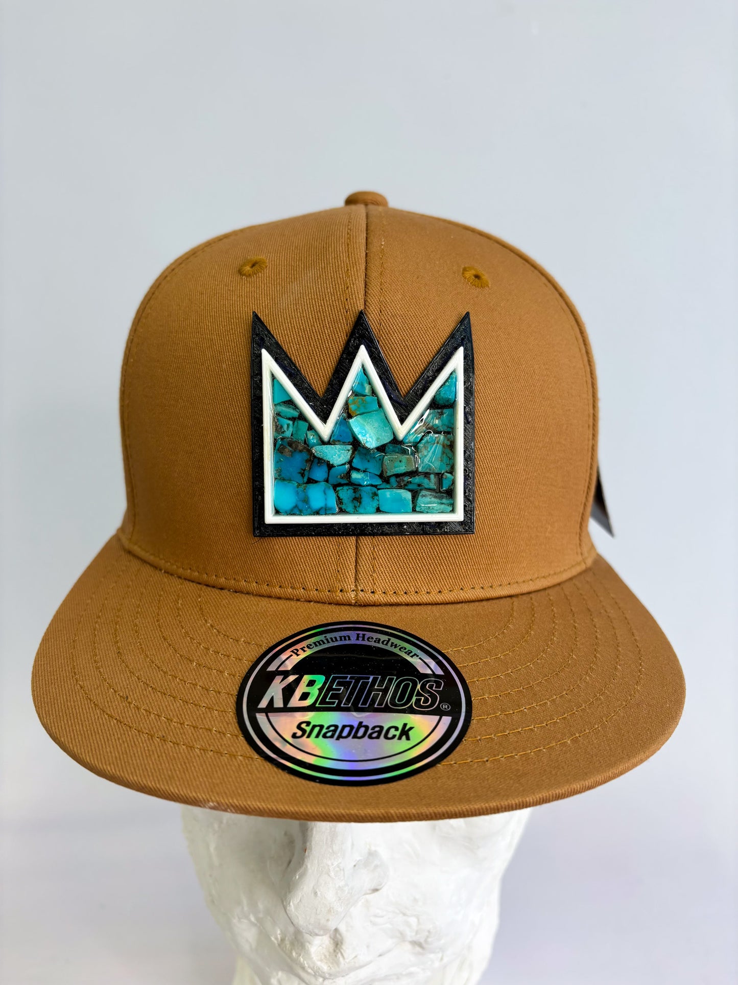 Basquiat Brown Crown Turquoise Baseball Hat