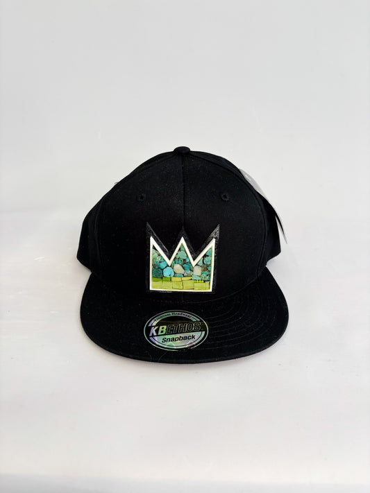 Gray Baseball cap with Turquoise and Italian Glass Basquiat Crown