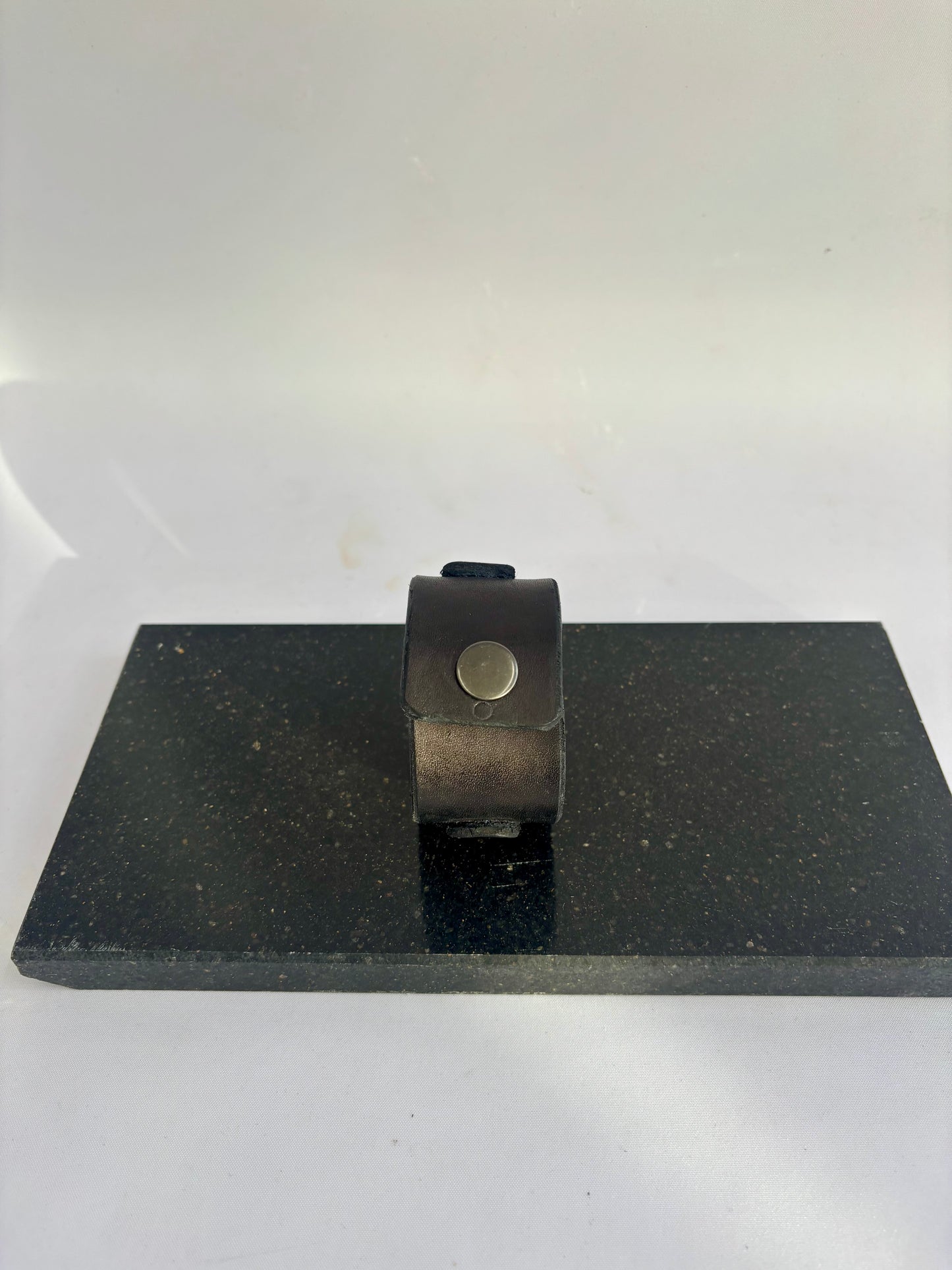 Leather and Micro Mosaic Red/Orange squares Inlay Cuff Style Bracelet