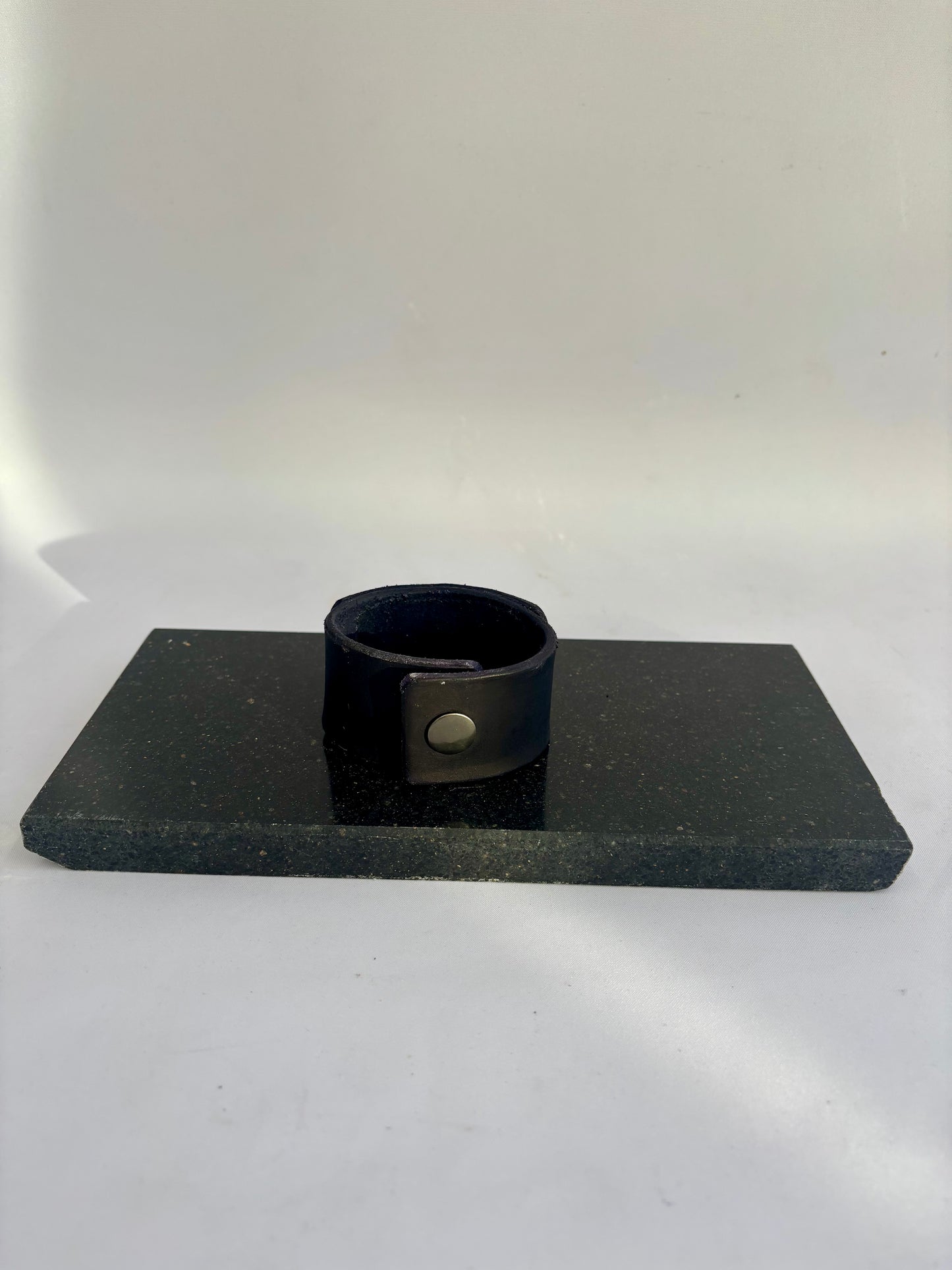 Black Hand stitched glass inlay flower leather cuff