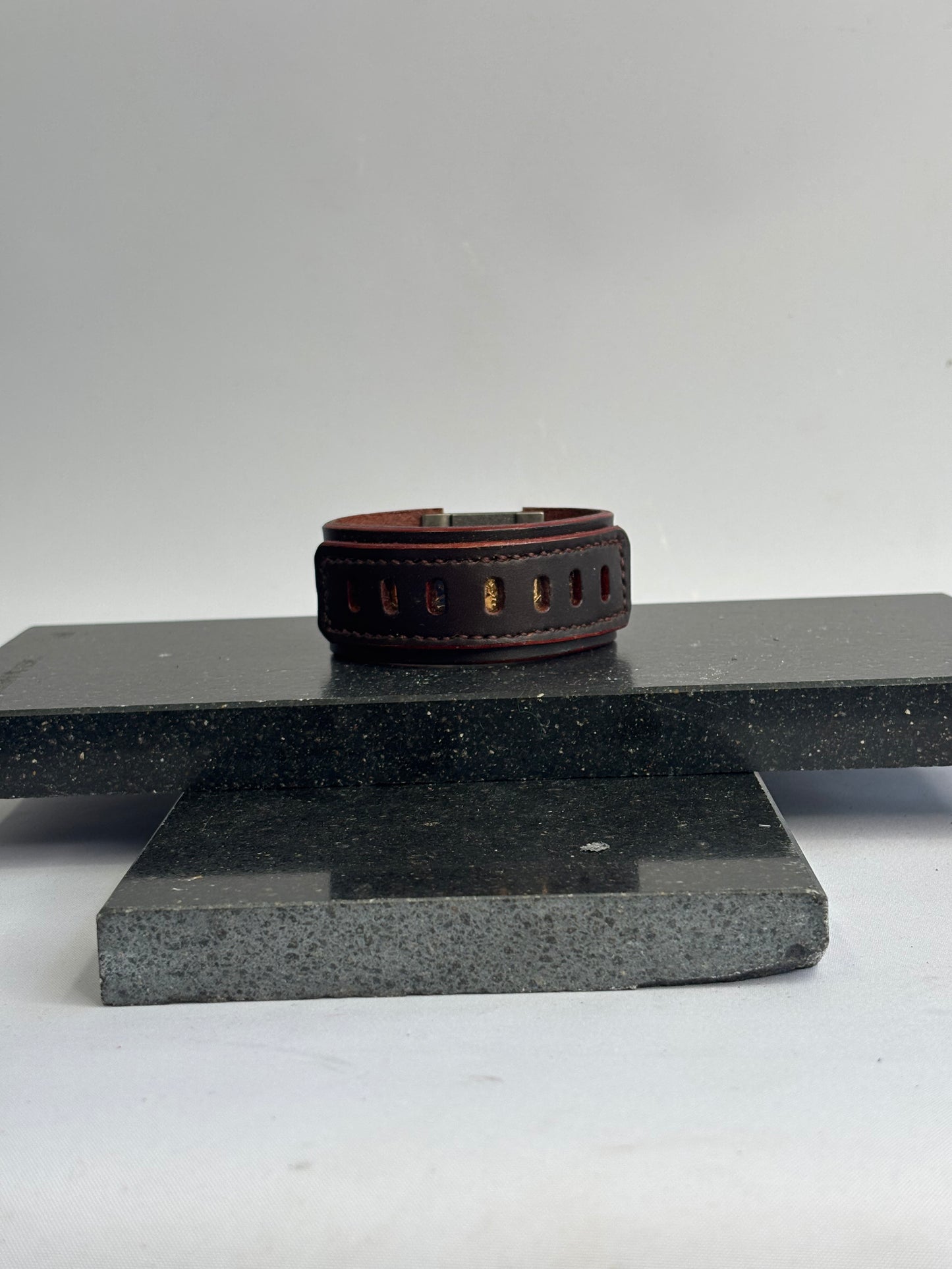 Brown and gold leather bracelet