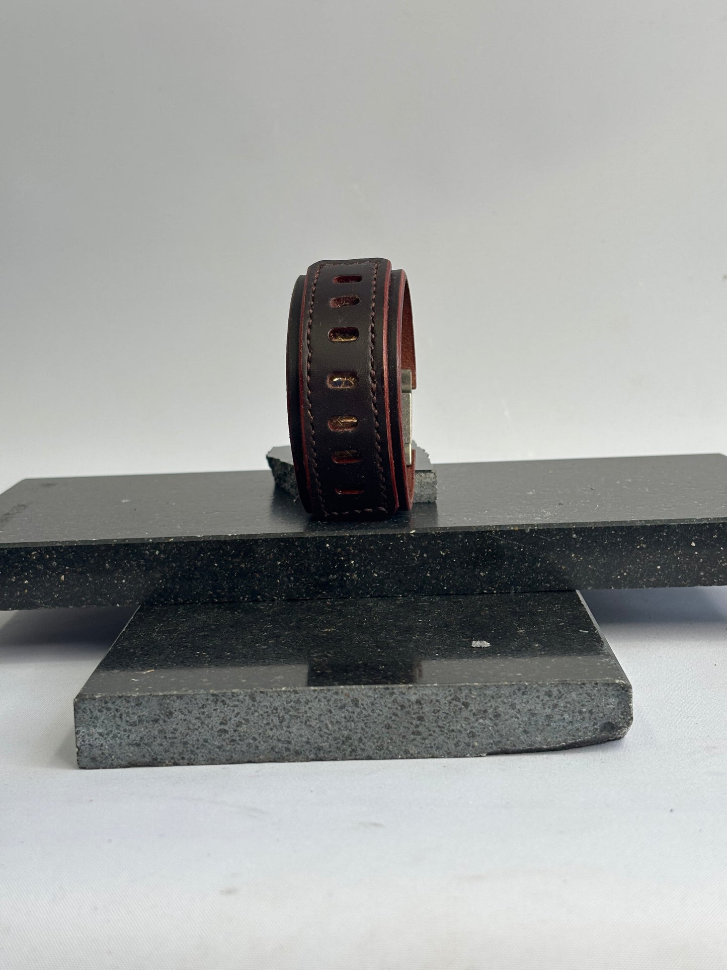 Brown and gold leather bracelet