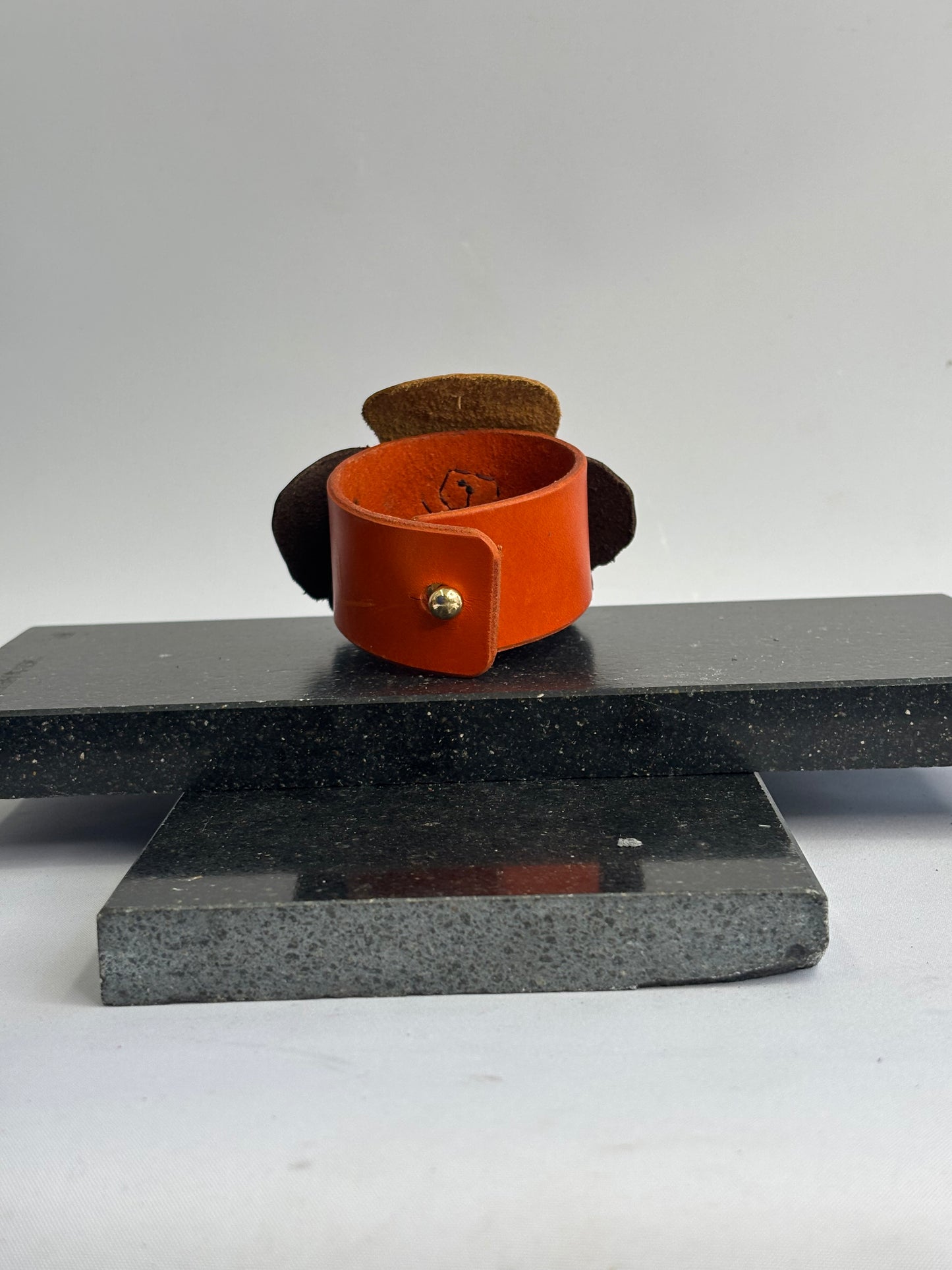 Brown and gold Leather Pansy Girls Bracelet