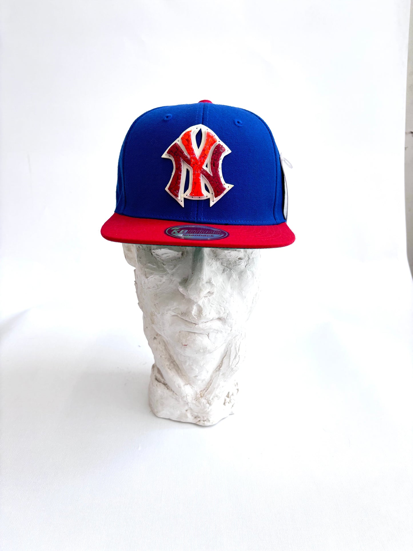 New York Yankees adjustable snapback hat with a handcrafted glass micro mosaic logo. One-size-fits-most. Bold, unique, fan-ready.