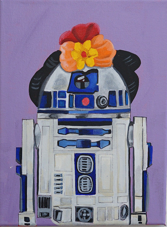 R2D2 Kahlo  9x12 inches  Acrylic Painting