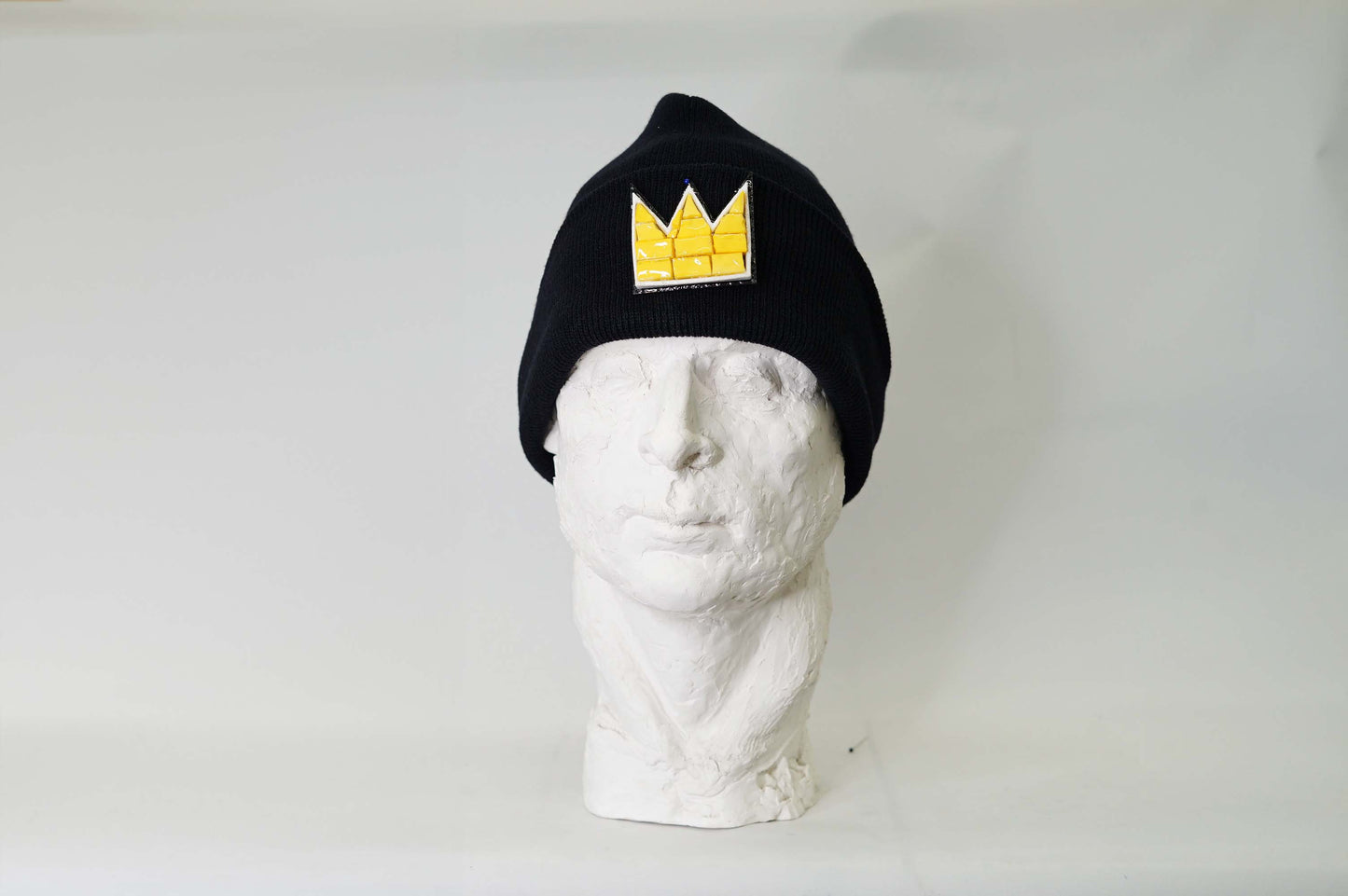 Black Basquiat Yellow Glass Crown Beanie