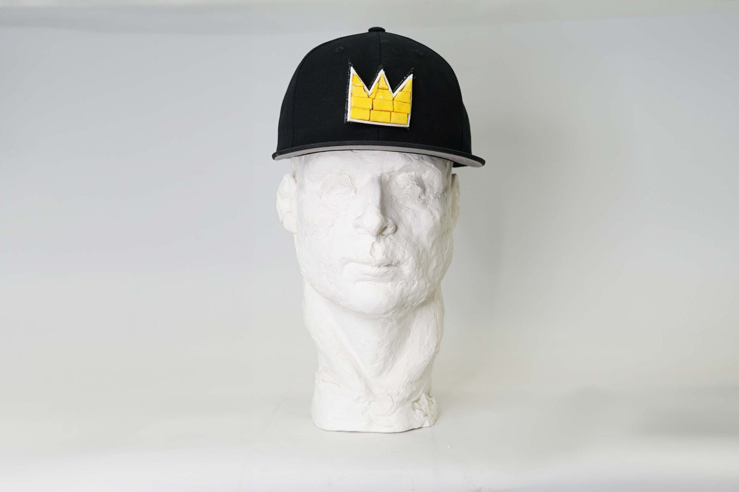 Black Baseball Six Panel Snap Back with Basquiat Yellow Glass Crown