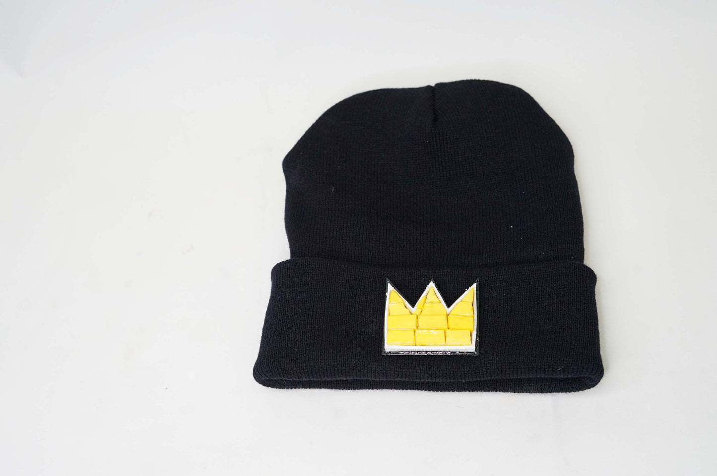 Black Basquiat Yellow Glass Crown Beanie