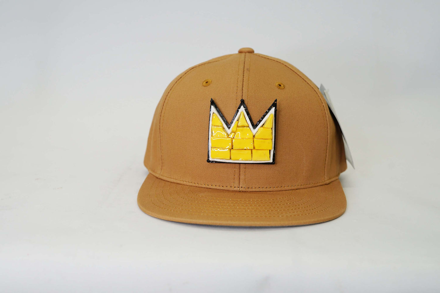 Black Baseball Six Panel Snap Back with Basquiat Yellow Glass Crown