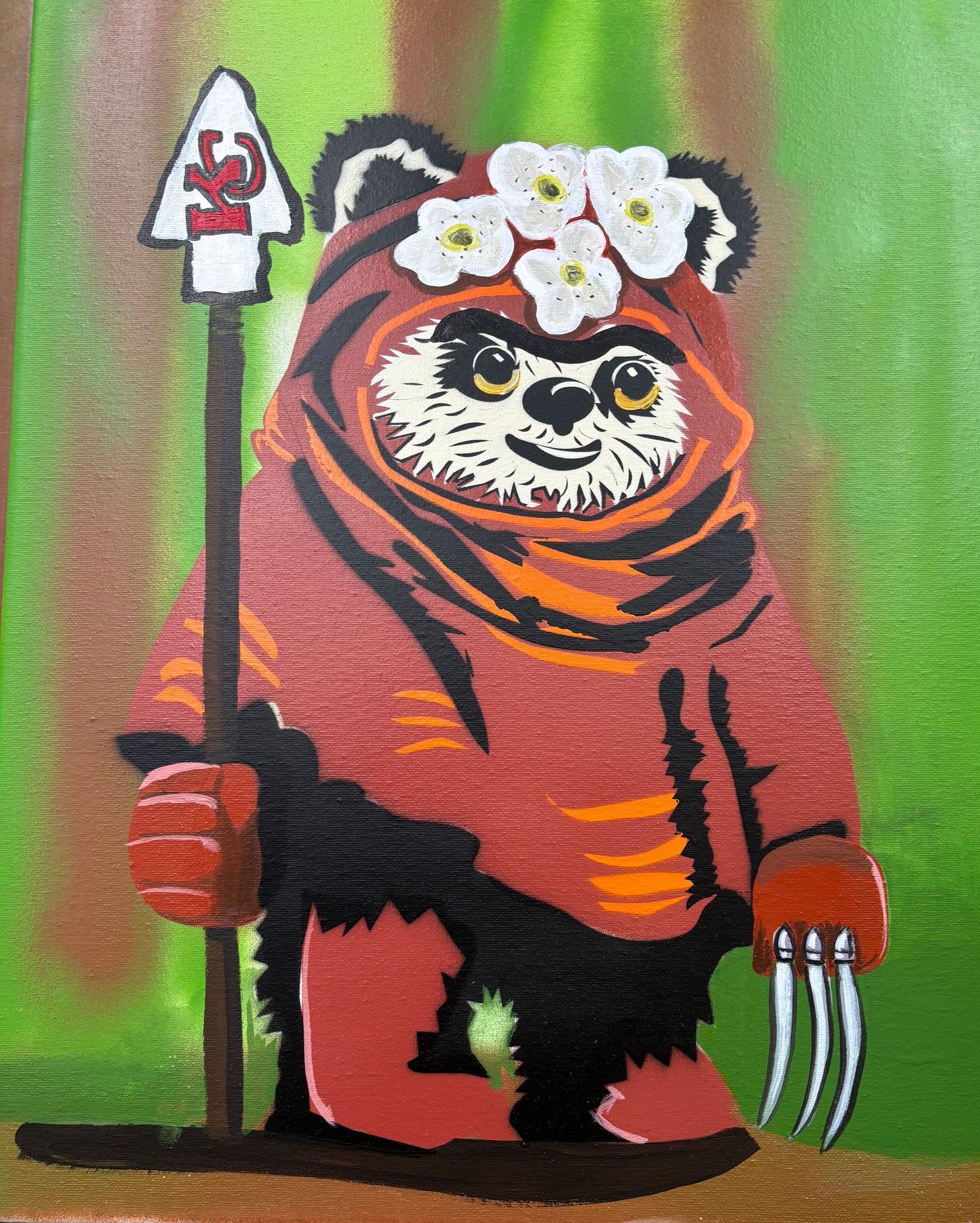 Ewok Kahlo  #4 Acrylic and Spray Paint Painting 16x20