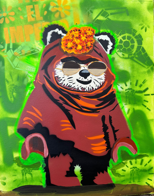 Ewok Kahlo  #9  Acrylic and Spray Paint Painting 16x20