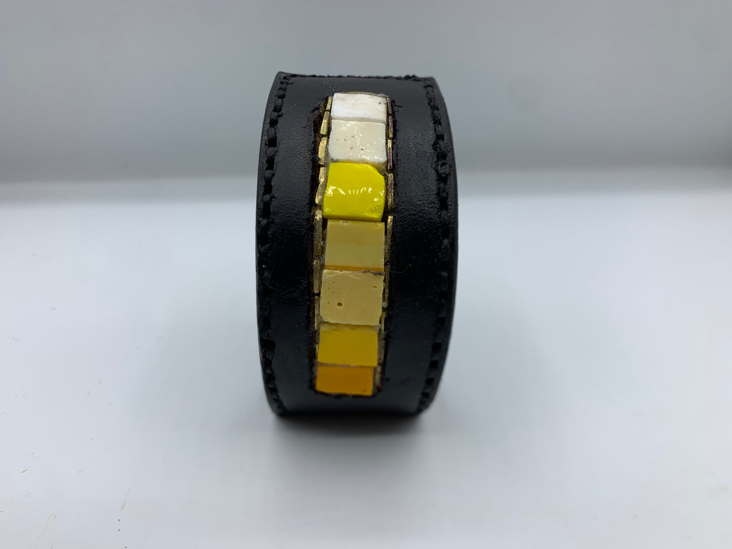 Men Italian Smalti Leather Cuff Bracelet