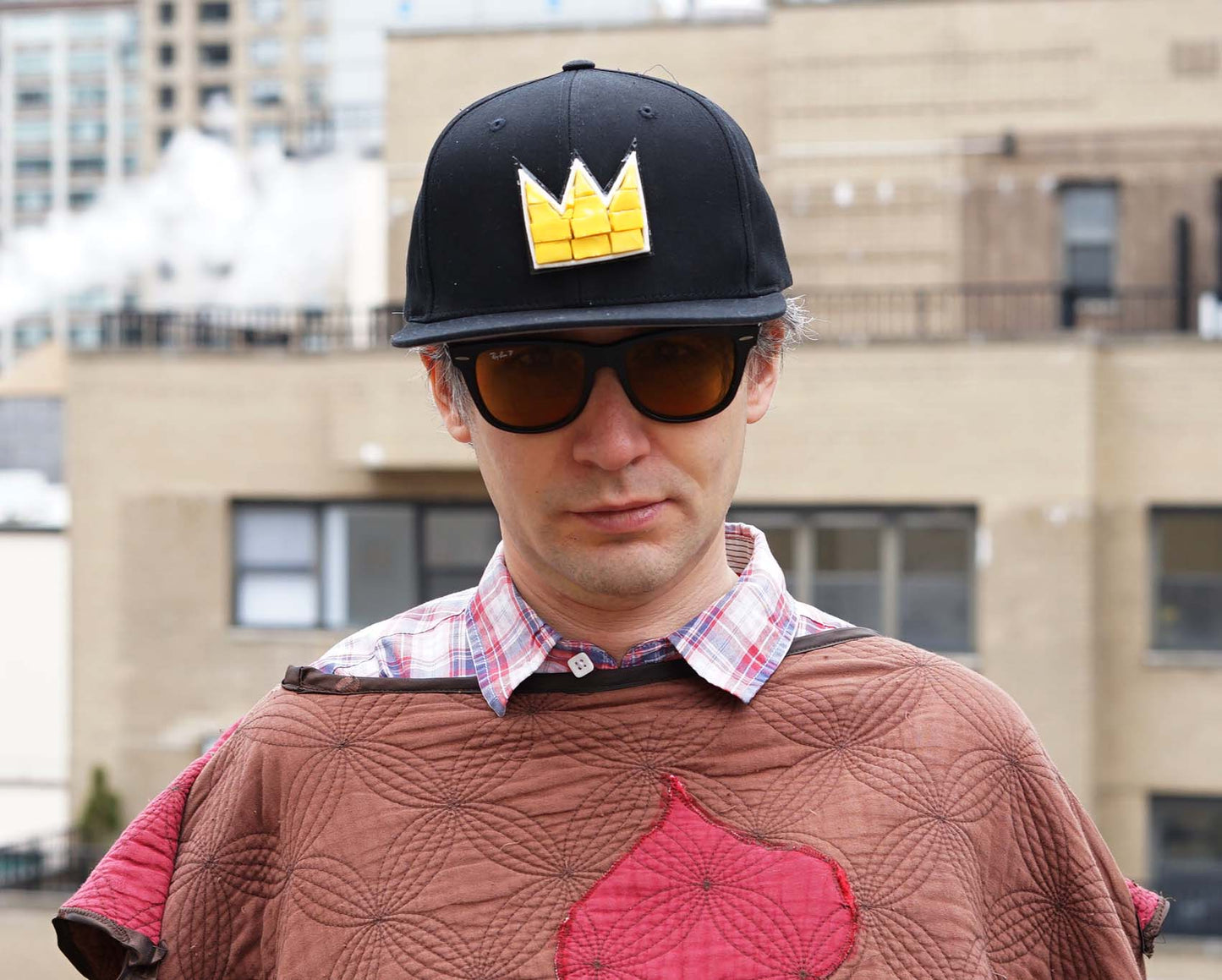 Black Baseball Six Panel Snap Back with Basquiat Yellow Glass Crown