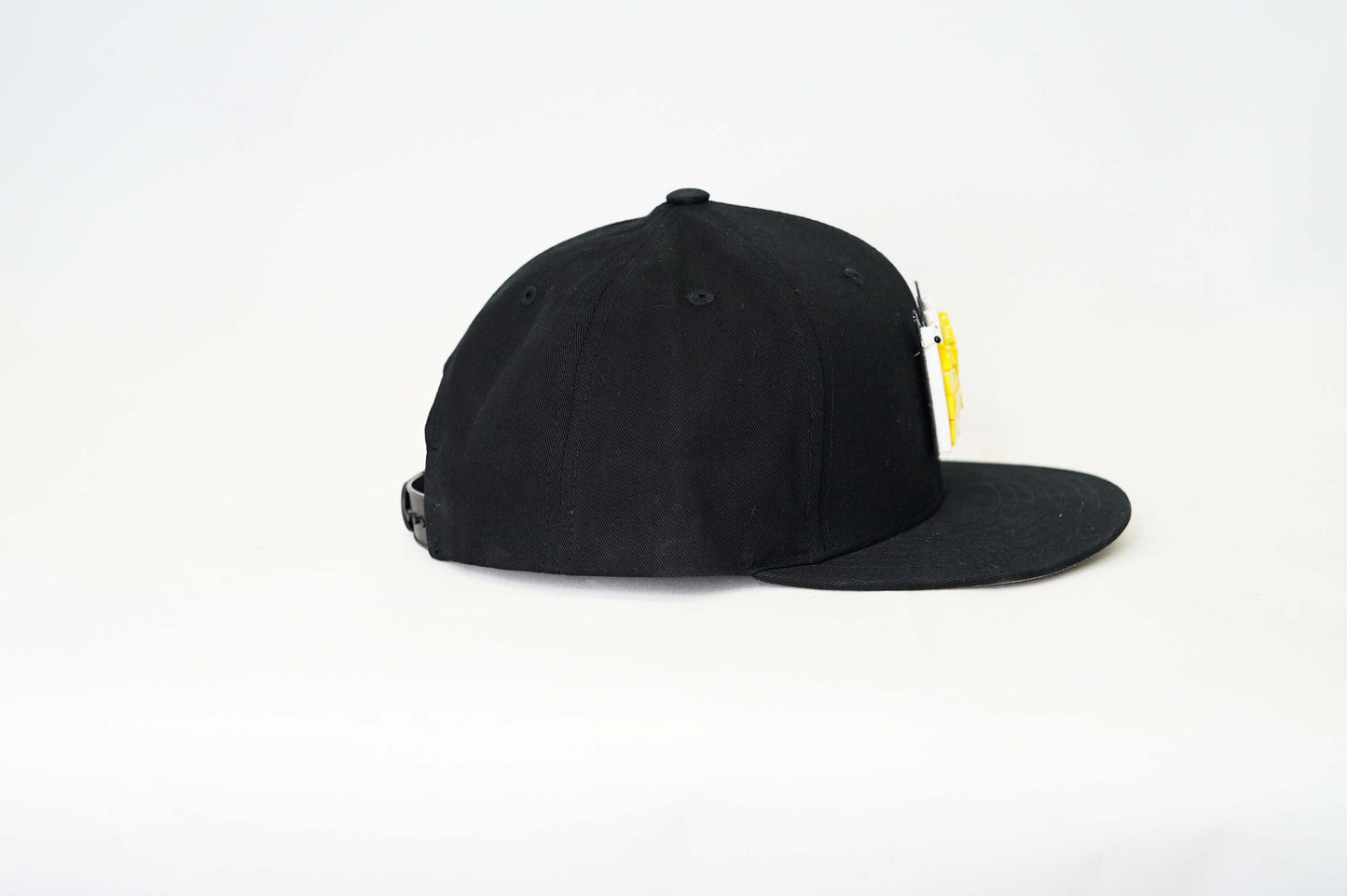 Black Baseball Six Panel Snap Back with Basquiat Yellow Glass Crown