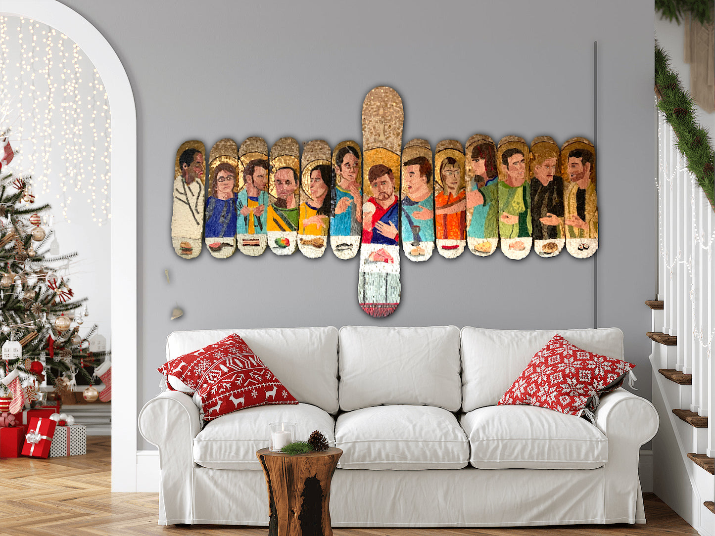 The Last Supper. Mosaic on skateboards, snowboard. 2014